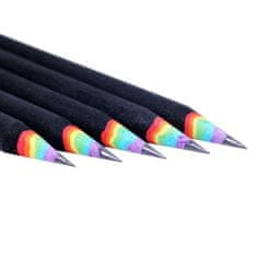 Northix 10x tužky s duhovými barvami - černá 
