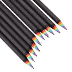 Northix 10x tužky s duhovými barvami - černá 