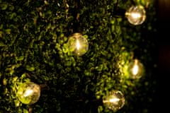LUMILED Solární zahradní svítidlo LED světelný řetěz 15,17m GIRLANDA CALLIS s 30x LED dekorativní koule 3000K + DÁLKOVÉ OVLÁDÁNÍ