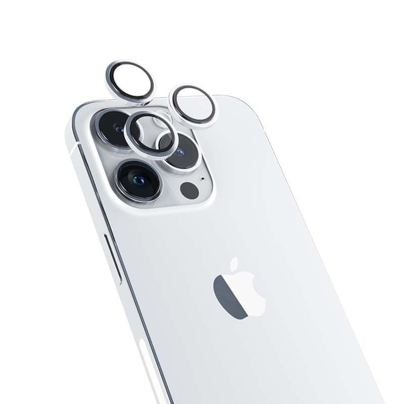 Levně EPICO Hliníkové ochranné sklo na čočky fotoaparátu pro iPhone 14 Pro / 14 Pro Max (6,1") 69312152100001 - stříbrná