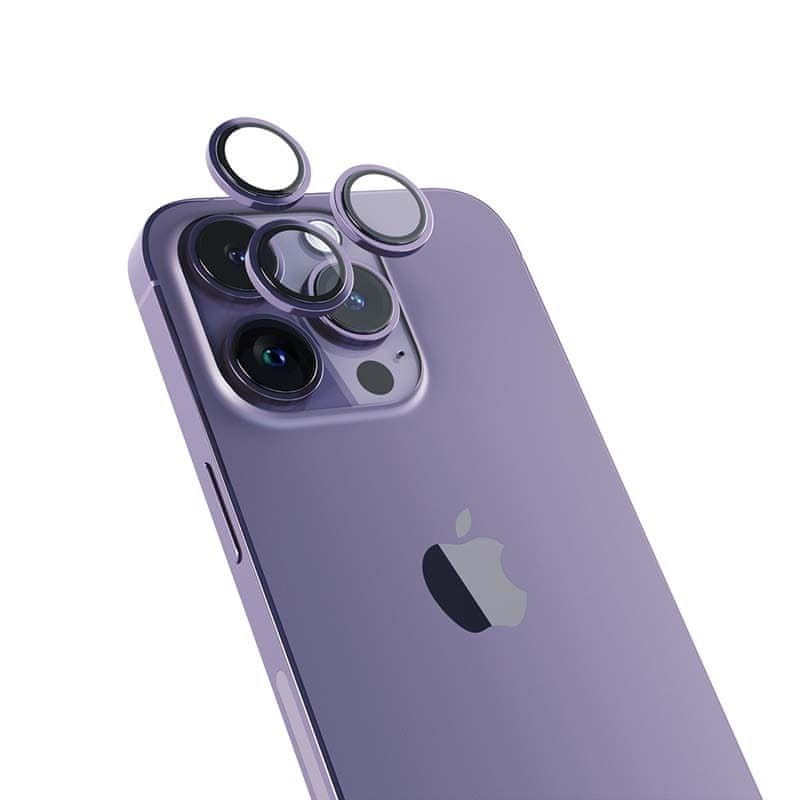 Levně EPICO Hliníkové ochranné sklo na čočky fotoaparátu pro iPhone 14 Pro / 14 Pro Max (6,1") 69312152200001 - temně fialová