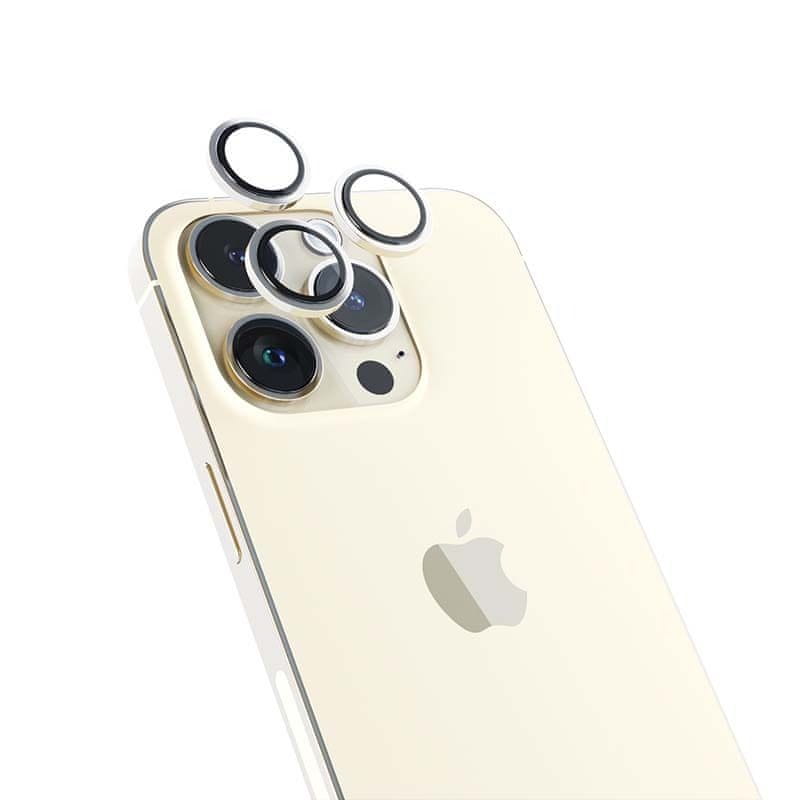 Levně EPICO Hliníkové ochranné sklo na čočky fotoaparátu pro iPhone 14 Pro / 14 Pro Max (6,1") 69312152000001 - zlatá