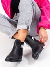 Amiatex Výborné gumáky černé dámské na plochém podpatku + Ponožky Gatta Calzino Strech, černé, 38