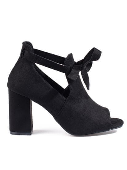 Amiatex Exkluzívní dámské černé kotníčkové boty na širokém podpatku + Ponožky Gatta Calzino Strech