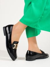 Amiatex Krásné dámské černé polobotky bez podpatku + Ponožky Gatta Calzino Strech, černé, 36