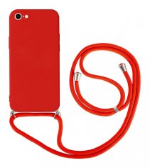 TopQ Kryt iPhone 8 červený se šňůrkou 92475