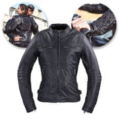 W-TEC Dámská kožená bunda Strass (Velikost: XS, Barva: černá s kamínky)