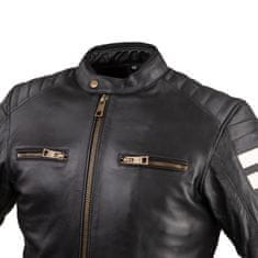 W-TEC Pánská kožená moto bunda Stripe (Velikost: XXL, Barva: černá s béžovými pruhy)