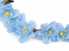 Kraftika 1ks 2 modrá světlá pružná čelenka do vlasů s květy
