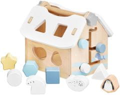 Mamabrum dřevěná třídící hračka pro děti 3+, třídička dřevěný vzdělávací domeček s kostkami