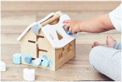 Mamabrum Mamabrum dřevěná třídící hračka pro děti 3+, třídička dřevěný vzdělávací domeček s kostkami