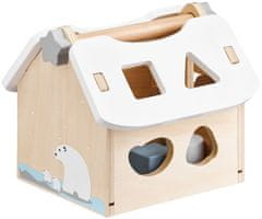 Mamabrum Mamabrum dřevěná třídící hračka pro děti 3+, třídička dřevěný vzdělávací domeček s kostkami