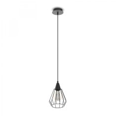 LIGHT FOR HOME Závěsné svítidlo na lanku s drátěným stínítkem kosočtvercového tvaru v černé barvě 40888 "MATRIX", 1x60W, E27, Černá