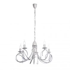 LIGHT FOR HOME Závěsný lustr na řetězu 18505 "VIRGINIA CRYSTAL", 5x40W, E14, bílá, stříbrná patina