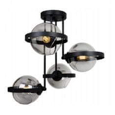 LIGHT FOR HOME Avantgardní závěsná lampa se skleněnými stínidly RING 2340/4/G LH030, 4x60W, E27, Černá