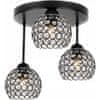 Elegantní závěsná lampa na tyči s dekorativními stínidy CRYSTAL 2220/3/OP, 3x60W, E27, Černá