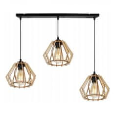 LIGHT FOR HOME Moderní svítidlo s dřevěnými stínidly v skandinávském stylu TIMBER 2360/3, 3x60W, E27, Černá