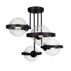 LIGHT FOR HOME Dekorativní lampa se skleněnými foukanymi svítidly RING 2340/4/B, 4x60W, E27, Černá