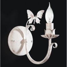 LIGHT FOR HOME Kovové nástěnné svítidlo v bílé barvě a hnědou patinou 20901 "Farfala", 1x40W, E14, bílá, hnědá