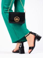 Vinceza Trendy sandály černé dámské na širokém podpatku + Ponožky Gatta Calzino Strech, černé, 36