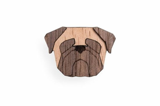 BeWooden Dřevěná brož ve tvaru psa Pug Brooch