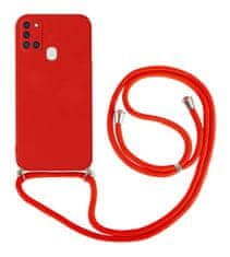 TopQ Kryt Samsung A21s červený se šňůrkou 92946