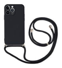 TopQ Kryt iPhone 14 Pro Max černý se šňůrkou 92649