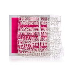 HOME DECOR Tabule fleece s písmeny 27 x 27 cm, růžová, rám bílý, sada 3 ks
