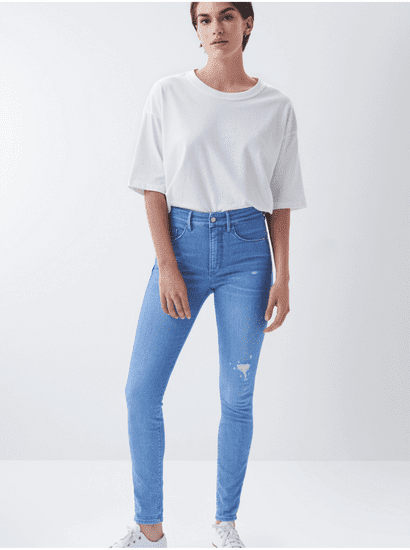 Salsa Collection Modré dámské skinny fit džíny s potrhaným efektem Salsa Jeans Secret Glamour