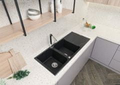 BPS-koupelny Dřez Andante Flush 2 komory + odkapávač , granit - ZQN 2213 grafit