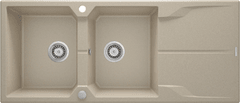 BPS-koupelny Dřez Andante Flush 2 komory + odkapávač , granit - ZQN 7213 pískový