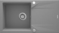 BPS-koupelny Dřez Evora s odkapávačem, granit - ZQJ S113 šedý metalic