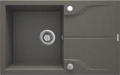 BPS-koupelny Dřez Andante Flush s odkapávačem, granit - ZQN T113 antracit metalic
