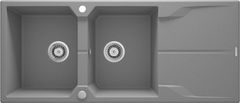 BPS-koupelny Dřez Andante Flush 2 komory + odkapávač , granit - ZQN S213 šedý metalic