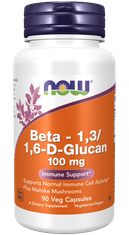 NOW Foods Beta 1,3/1,6-D -Glucan, betaglukany, 100 mg, 90 rostlinných kapslí