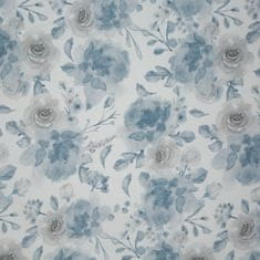 Eurofirany Eurofirany saténová přikrývka SPRING 160x200 bílá modrá šedá růže květy