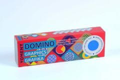 YOMENY Domino žlutomodrá grafika - černý kámen, 28 hracíc kostek