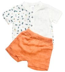 Kidaxi Set barevné šortky a košile z organické 100% bavlny,, bílá/oranžová, 80 cm
