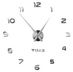 Ruhhy 22143 Designové 3D nalepovací hodiny 130 cm stříbrná