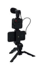 TopQ Tripod selfie tyč pro mobilní telefon s mikrofonem černá 68428