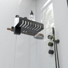 NIMCO Černá kovová police do sprchy na zástěnu, dvojitá nasouvací bez vrtání NIMCO POLICE DO SPRCHY 2091-DJ-25-90