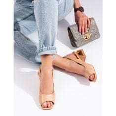 Vinceza Béžové sandály s nízkým ozdobným podpatkem velikost 37