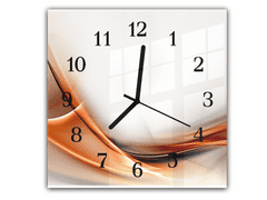 Glasdekor Nástěnné hodiny 30x30cm abstraktní oranžová vlna - Materiál: plexi