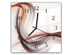 Glasdekor Nástěnné hodiny 30x30cm oranžovo bordó vlna - Materiál: plexi