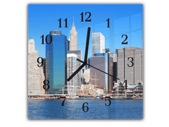 Glasdekor Nástěnné hodiny 30x30cm přístav u New Yorku - Materiál: plexi