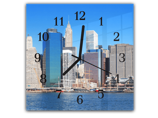 Glasdekor Nástěnné hodiny 30x30cm přístav u New Yorku