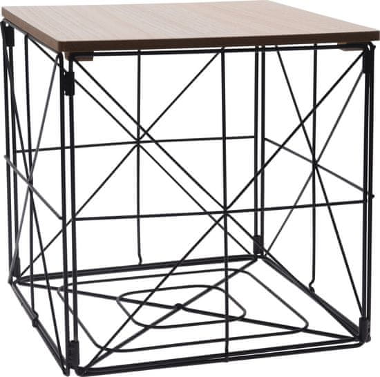 Koopman Drátěný odkládací stolek s dřevěnou deskou