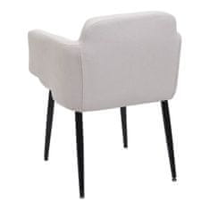 MCW Jídelní židle L13, čalouněná židle kuchyňská židle židle s područkami, látka/textil kov ~ krémově bílá