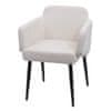 Jídelní židle L13, čalouněná židle kuchyňská židle židle s područkami, látka/textil kov ~ krémově bílá