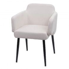 MCW Jídelní židle L13, čalouněná židle kuchyňská židle židle s područkami, látka/textil kov ~ krémově bílá